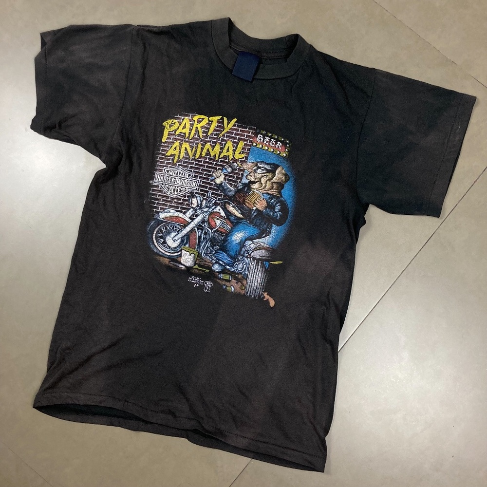 1987 3D Emblem Party Animal Hawg Harley T-Shirt